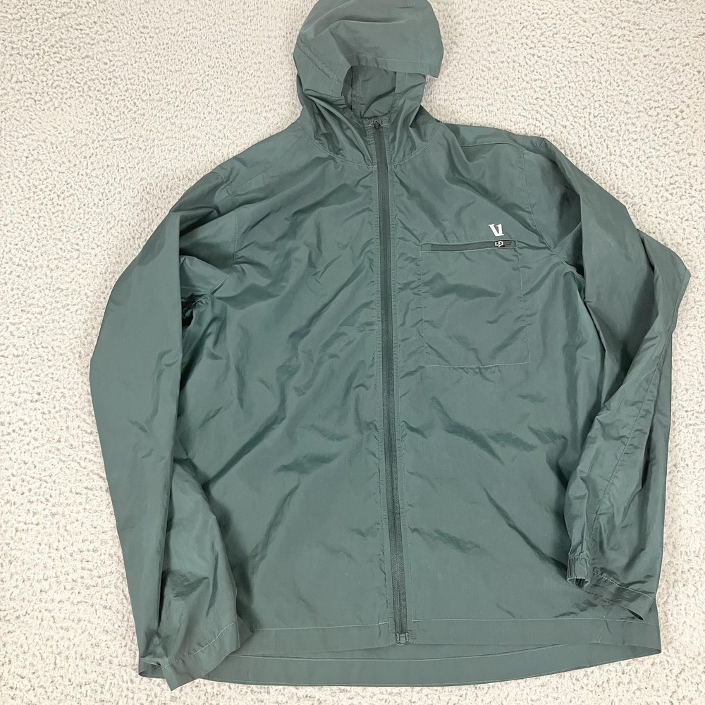 Vuori Daybreaker Jacket Mens Large Green Hooded Lightweight Windbreaker